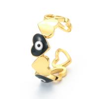 Evil Eye Jewelry Ring Finger, cobre, Coração, banhado, padrão de mau-olhado & para mulher & esmalte, Mais cores pare escolha, níquel, chumbo e cádmio livre, 6x20mm, vendido por PC