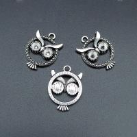 Tibetan Style Animal Pendants, Owl, antique silver color plated, durable & break proof & DIY & hollow, nickel, lead & cadmium free, 20x15mm, Approx 100PCs/Bag, Sold By Bag