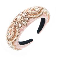 Hair Bands Cloth with Plastic Pearl fashion jewelry & with rhinestone pink Sold By PC