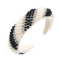 Hair Bands, Cloth, with Plastic Pearl, fashion jewelry & with rhinestone, more colors for choice, 150x35mm, Sold By PC
