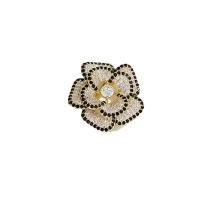 Cubic Zirconia Brooch Brass Flower Vacuum Ion Plating fashion jewelry & micro pave cubic zirconia & for woman golden nickel lead & cadmium free 29mm Sold By PC