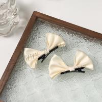 Alligator Hair Clip Cloth Bowknot fashion jewelry & for woman Sold By Pair