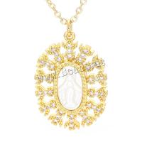 Cubic Zircon Micro Pave Brass Necklace with White Shell Virgin Mary plated micro pave cubic zirconia & for woman nickel lead & cadmium free Length Approx 45 cm Sold By PC