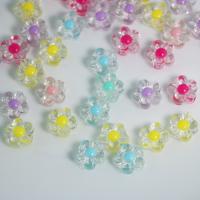Gyöngy gyöngy Akril gyöngyök, Virág, színes bélelt, DIY, kevert színek, 12mm, Kb 970PC-k/Bag, Által értékesített Bag