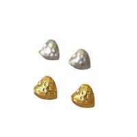 Brass Stud Earring Heart plated for woman nickel lead & cadmium free 12mm Sold By Pair