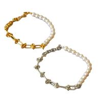 Freshwater Cultured Pearl Bracelet Brass with Freshwater Pearl with 3cm extender chain plated patchwork & for woman nickel lead & cadmium free Length Approx 17 cm Sold By PC