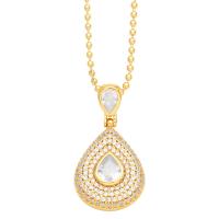 Brass Necklace, with 5cm extender chain, Vacuum Ion Plating, fashion jewelry & micro pave cubic zirconia, more colors for choice, nickel, lead & cadmium free, 42x23mm, Length:44 cm, Sold By PC