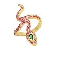 Sześciennych cyrkon Brass Ring Finger, Mosiądz, Wąż, biżuteria moda & mikro utorować cyrkonia, dostępnych więcej kolorów, bez zawartości niklu, ołowiu i kadmu, 36mm, średnica wewnętrzna:około 17mm, sprzedane przez PC