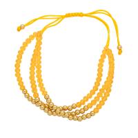 Bracelets en laiton, avec corde en nylon & cristal, Rond, trois couches & bijoux de mode, plus de couleurs à choisir, protéger l'environnement, sans nickel, plomb et cadmium, Longueur:28 cm, Vendu par PC
