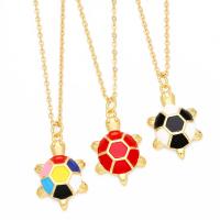 Brass Necklace with 5cm extender chain Turtle Vacuum Ion Plating fashion jewelry & enamel nickel lead & cadmium free Length 45 cm Sold By PC