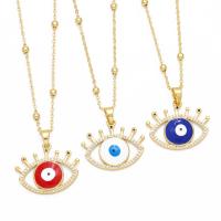 Evil Eye Jewelry Necklace Brass with 5cm extender chain Vacuum Ion Plating fashion jewelry & micro pave cubic zirconia & enamel nickel lead & cadmium free Length 45 cm Sold By PC