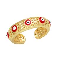 Evil Eye Jewelry Ring Finger, cobre, Mau-olhado, joias de moda & esmalte, Mais cores pare escolha, níquel, chumbo e cádmio livre, 6mm, Diametro interno:Aprox 17mm, vendido por PC