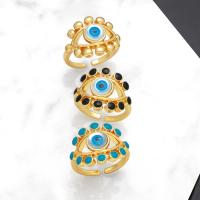 Evil Eye Jewelry Ring Finger, cobre, Mau-olhado, joias de moda & esmalte, Mais cores pare escolha, níquel, chumbo e cádmio livre, 17mm, Diametro interno:Aprox 17mm, vendido por PC