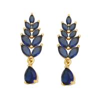Brass Drop Earring, Leaf, Vacuum Ion Plating, fashion jewelry & micro pave cubic zirconia, more colors for choice, nickel, lead & cadmium free, 34x10mm, Sold By Pair