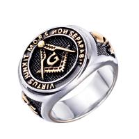 Titanium Steel Finger Ring plated freemason jewelry & Unisex 19mm US Ring Sold By PC