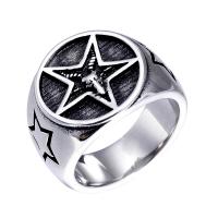 Titanium Steel Finger Ring, Star, vintage & Unisex & different size for choice, original color, 18mm, US Ring Size:7-13, Sold By PC