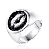 Partículas de acero anillo, Labios, estilo punky & diverso tamaño para la opción & para hombre, color original, 18mm, tamaño:7-13, Vendido por UD