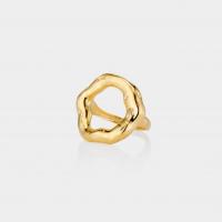 Partículas de aço anel, Padrão Geométrico, banhado a ouro 18k, tamanho diferente para a escolha & para mulher & vazio, tamanho:6-8, vendido por PC
