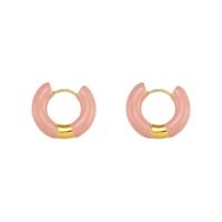 304 Stainless Steel Huggie Hoop Earring Donut Vacuum Ion Plating & for woman & enamel Sold By Pair