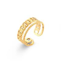 304 Stainless Steel Cuff Finger Ring 18K gold plated adjustable & for woman & hollow US Ring Sold By PC