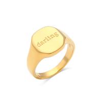 304 Stainless Steel Finger Ring 18K gold plated  & with letter pattern & for woman US Ring Sold By PC