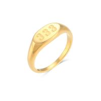 acero inoxidable 304 anillo, chapado en oro de 18 K, con el patrón del número & diverso tamaño para la opción & diferentes estilos para la opción & para mujer, 12x6mm, tamaño:6-8, Vendido por UD