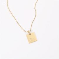 304 Stainless Steel Necklace with 2inch extender chain Rectangle 18K gold plated & with letter pattern & for woman Length Approx 15.7 Inch Sold By PC