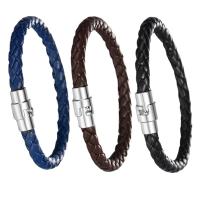 PU Leather Bracelet, with 304 Stainless Steel, fashion jewelry & Unisex, more colors for choice, 8mm, Length:Approx 8.5 Inch, Sold By PC