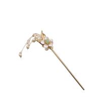 Freshwater Pearl Hair Stick with Brass 18K gold plated fashion jewelry & for woman 180mm Sold By PC