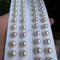 Naturales agua dulce perlas sueltas, Perlas cultivadas de agua dulce, Bricolaje, Blanco, 8-9mm, Vendido por Par