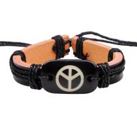 Cowhide Bracelet, with Wax Cord & Resin, handmade, fashion jewelry & Unisex, black, 12mm, Length:17.5 cm, Sold By PC
