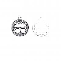 Tibetan Style Pendants, Flat Round, antique silver color plated, vintage & DIY & hollow, nickel, lead & cadmium free, 22x18mm, Approx 100PCs/Bag, Sold By Bag