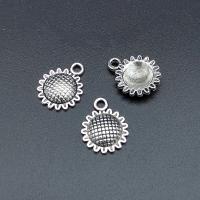 Tibetan Style Flower Pendants, Sunflower, antique silver color plated, vintage & DIY, nickel, lead & cadmium free, 16x13mm, Approx 100PCs/Bag, Sold By Bag