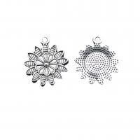 Tibetan Style Flower Pendants, Chrysamthemum, antique silver color plated, vintage & DIY, nickel, lead & cadmium free, 22x19mm, Approx 100PCs/Bag, Sold By Bag