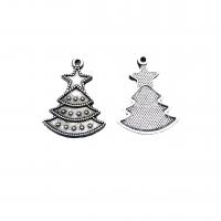 Tibetan Style Christmas Pendants, Christmas Tree, antique silver color plated, vintage & DIY, nickel, lead & cadmium free, 22x17mm, Approx 100PCs/Bag, Sold By Bag