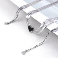 Stainless Steel Jewelry Necklace 304 Stainless Steel with 1.97inch extender chain Heart electrolyzation Double Layer & polished & for woman & with rhinestone original color Sold Per Approx 19.69 Inch Strand