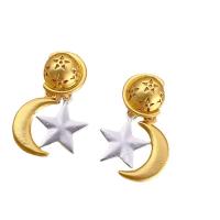 Tibetan Style Drop Earrings, Moon and Star, gold color plated, fashion jewelry & for woman, golden, nickel, lead & cadmium free, 37mm, Sold By Pair