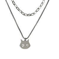 Pár náhrdelník, Titanium ocel, s 1.97inch extender řetězce, Dvojitá vrstva & módní šperky & unisex, Prodáno za Cca 17.72 inch, Cca 19.69 inch Strand