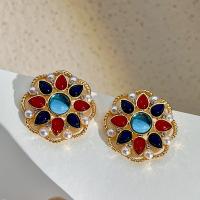 Zinc Alloy Stud Earring with Plastic Pearl fashion jewelry & for woman nickel lead & cadmium free 30mm Sold By Pair
