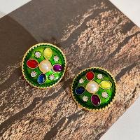 Tibetan Style Stud Earring, with Plastic Pearl, fashion jewelry & for woman & with rhinestone, nickel, lead & cadmium free, 25mm, Sold By Pair