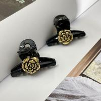 Hair Claw Clips, Plastic, with Tibetan Style, handmade, fashion jewelry & for woman, black, 42mm, Sold By PC