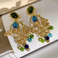 Zinc Alloy Drop Earrings with Lampwork fashion jewelry & for woman & with rhinestone nickel lead & cadmium free 100mm Sold By Pair