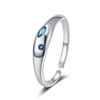 Ring Finger mosiądz, Platerowane platyną, biżuteria moda & dla kobiety & z kamieniem, bez zawartości niklu, ołowiu i kadmu, 4mm, sprzedane przez PC