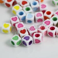 Blandet akryl perler, Cube, du kan DIY & emalje, blandede farver, 7x7mm, Ca. 2530pc'er/Bag, Solgt af Bag