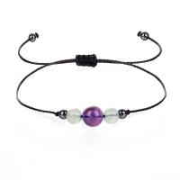 Fashion Create Wax Cord Bracelets with Natural Fluorite & Amethyst irregular handmade adjustable & for woman Adjustable size max.30cm Sold By PC