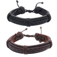 Bracelets cordon PU, cuir PU, avec corde de cire, fait à la main, Vintage & réglable & pour homme, plus de couleurs à choisir, Longueur:Environ 18-23 cm, Vendu par PC