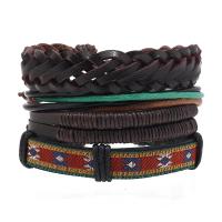 PU Leather Cord Bracelets, vintage & 4 pieces & adjustable & for man, Length:Approx 18 cm, Sold By Set