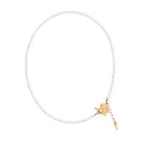 Freshwater Pearl Brass Chain Necklace, Pérolas de água doce, with cobre, Coração, banhado, para mulher, Mais cores pare escolha, comprimento Aprox 38 cm, vendido por PC