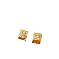 Brass Leverback Earring Square plated micro pave cubic zirconia & for woman nickel lead & cadmium free 11mm Sold By Pair