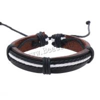 PU Leather Cord Bracelets, with Wax Cord, handmade, vintage & adjustable & for man, more colors for choice, Length:Approx 18-23 cm, Sold By PC